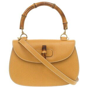 Gucci Bamboo leather yellow handbag